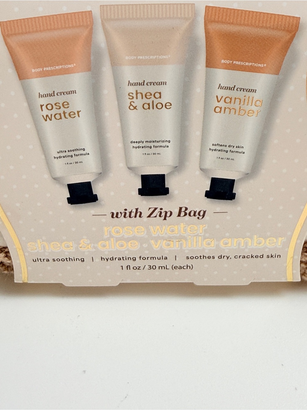 Everyday Essentials Hand Cream Trio with Cream & Beige Zip Bag - Picture 2 of 4